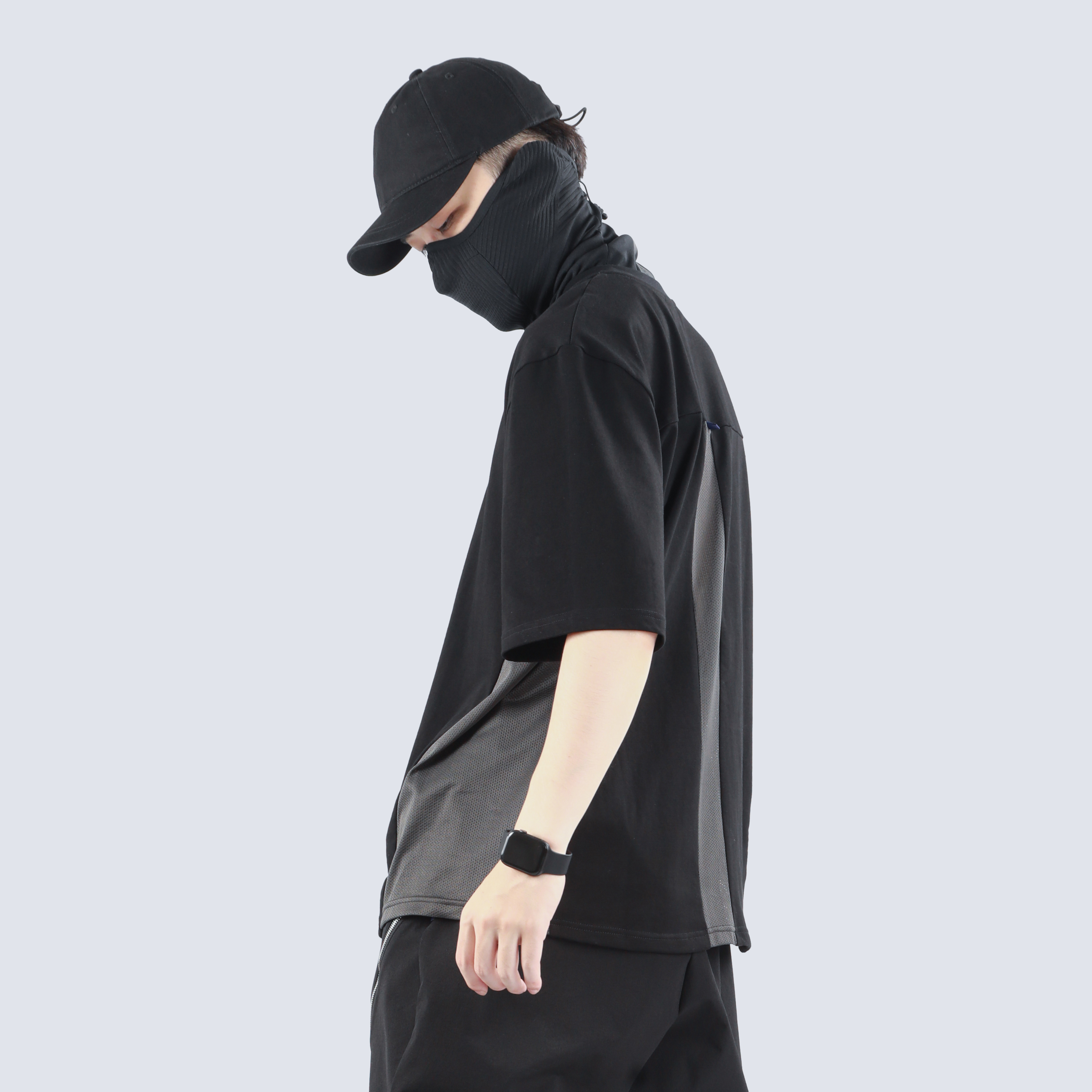 三網眼裁片拼接透氣機能短袖