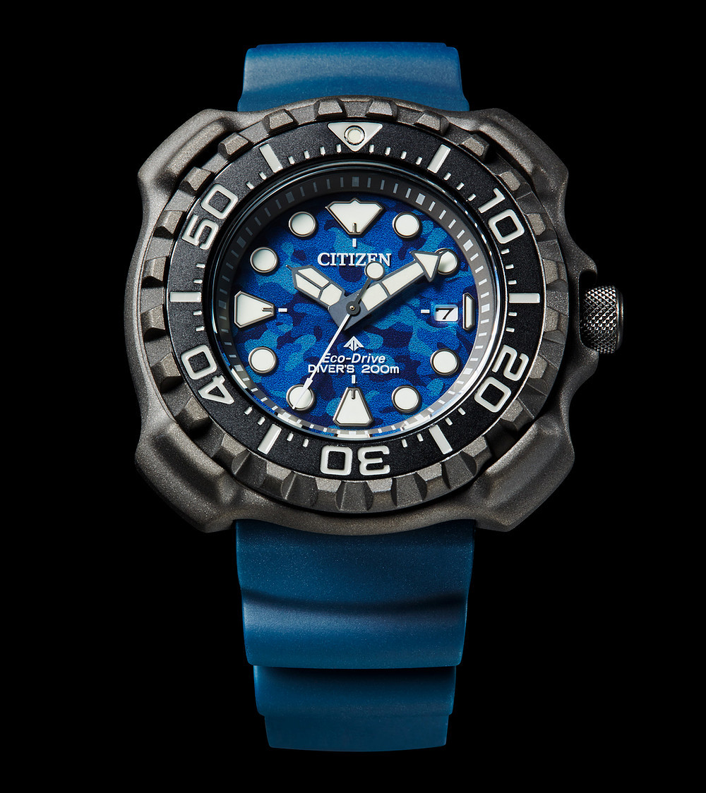 萬年鐘錶 - Citizen PROMASTER 星辰錶  Marine系列  超級鈦錶殼 Duratect MRK  限量藍迷彩光動能200M潛水男錶  BN0227-09L  錶徑46.5MM