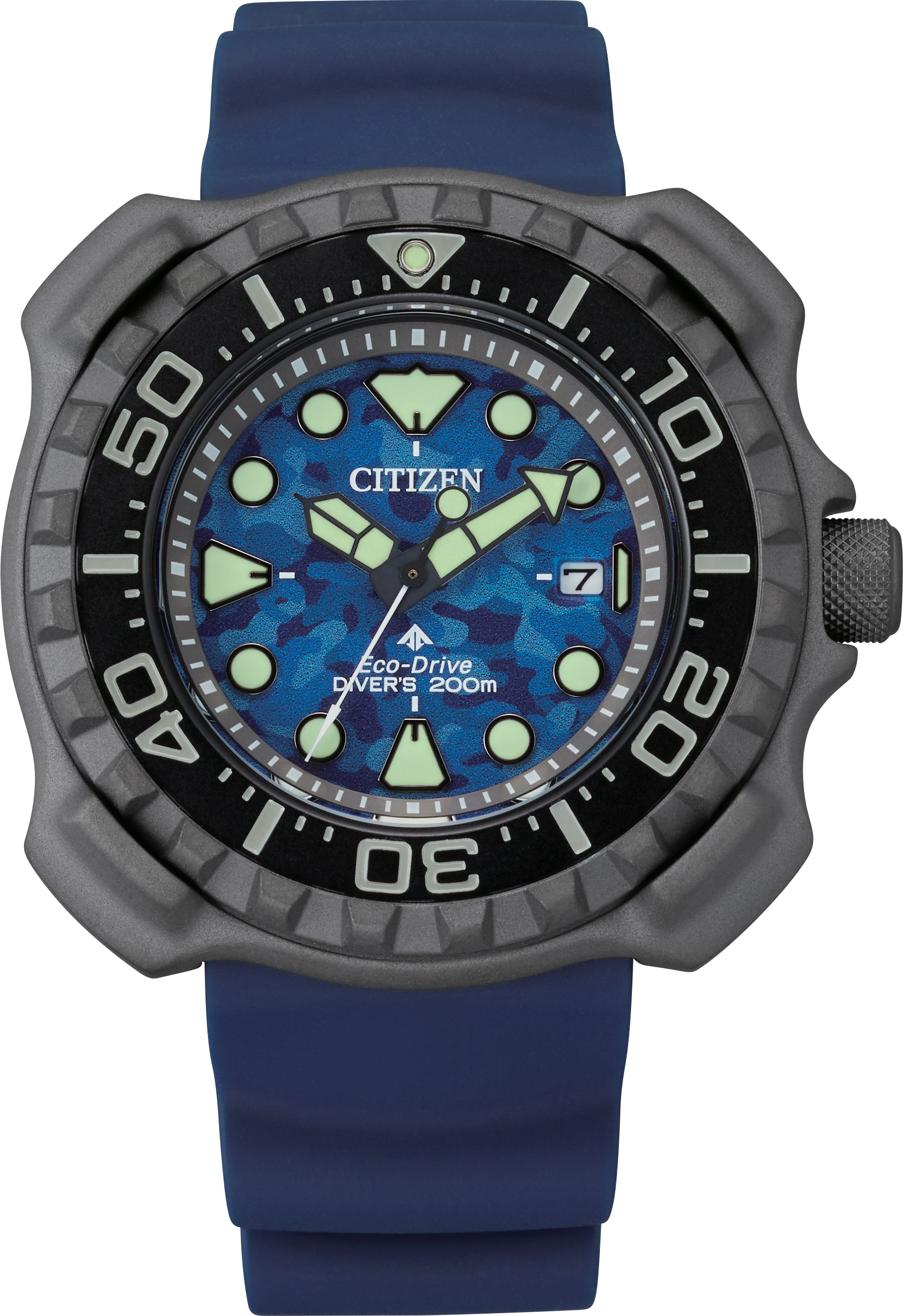 萬年鐘錶 - Citizen PROMASTER 星辰錶  Marine系列  超級鈦錶殼 Duratect MRK  限量藍迷彩光動能200M潛水男錶  BN0227-09L  錶徑46.5MM