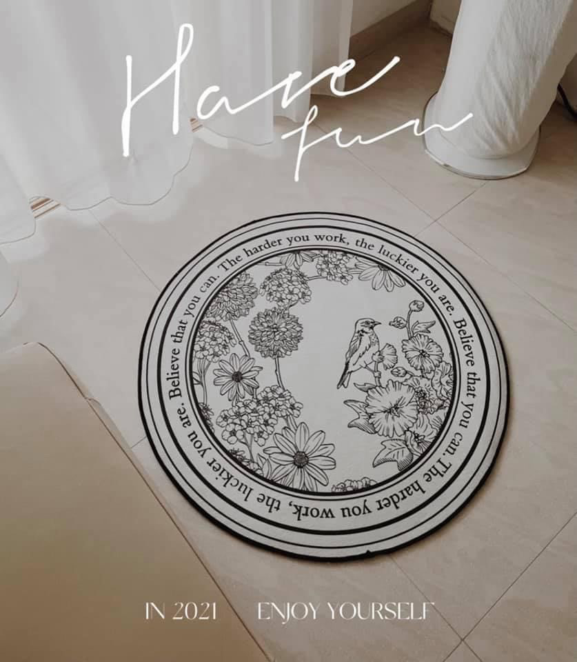 法式輕奢華圓形地墊