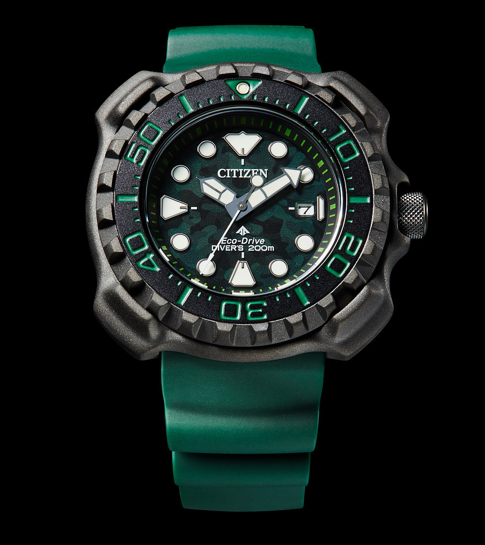 萬年鐘錶 - Citizen PROMASTER 星辰錶  Marine系列  超級鈦錶殼 Duratect MRK  限量綠迷彩光動能200M潛水男錶  BN0228-06W  錶徑46.5MM