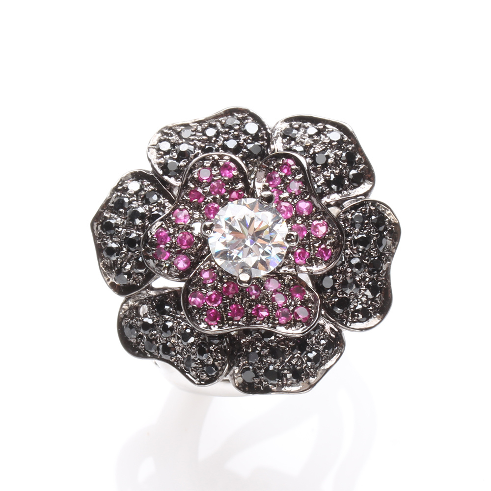 【雅紅珠寶】山茶花多層次戒指-925銀飾-R0274