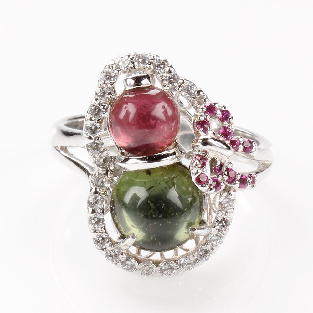 【雅紅珠寶】天然碧璽戒指-925銀飾-招財納福-R0273