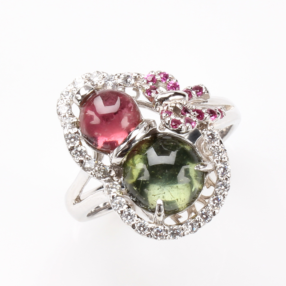 【雅紅珠寶】天然碧璽戒指-925銀飾-招財納福-R0273