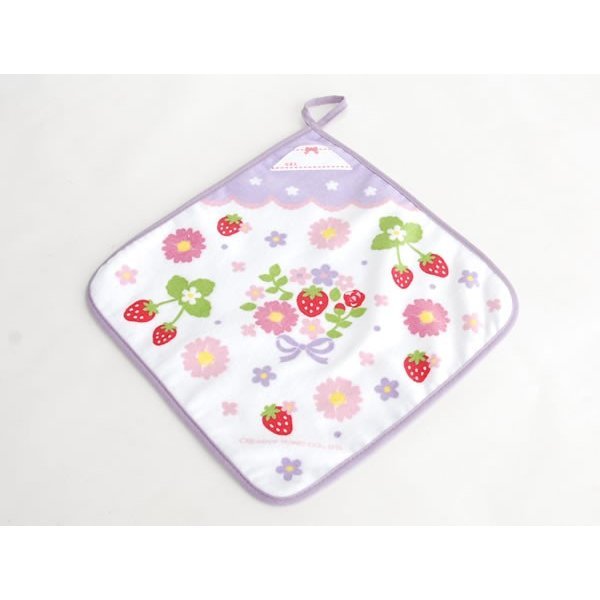 【日本Mother Garden】 掛式擦手巾-草莓&小花 草莓滿版 粉