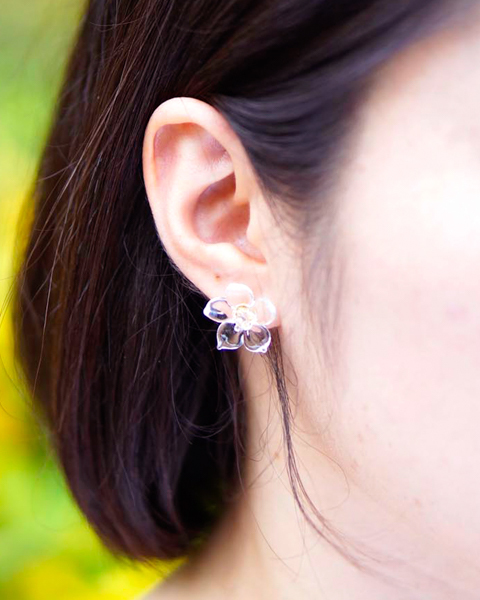 HARIO-LWF-手工玻璃耳環／典雅大花