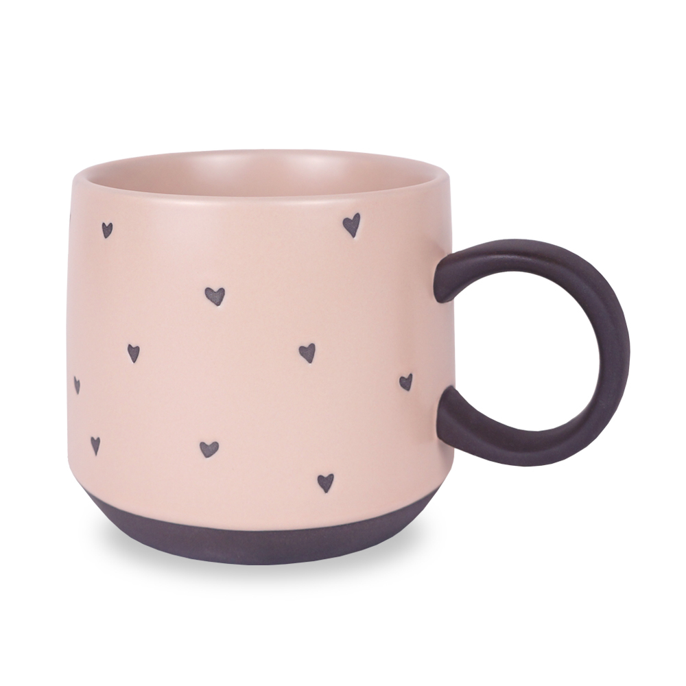 日式迷你愛心黑粗陶馬克杯 500ML
