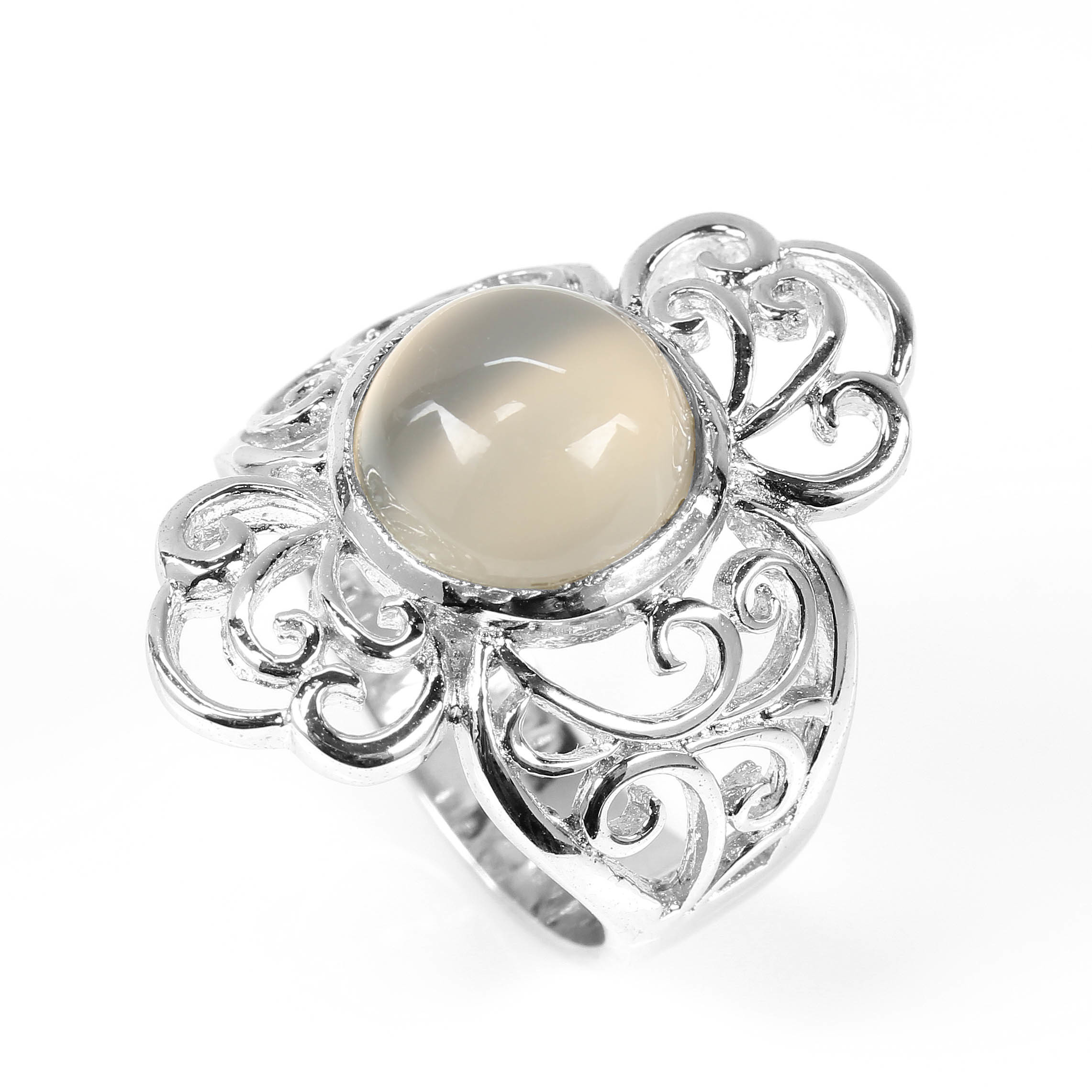 【雅紅珠寶】天然月光石戒指-925銀飾-陽春白雪-R0347