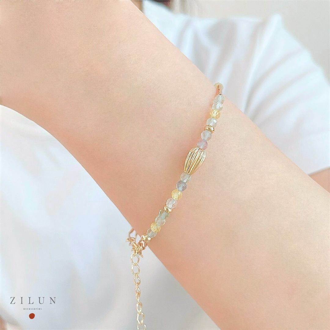 │輕珠寶│青檸氣泡 • 白月光石 • 手鍊 • 14K注金 • 14kgf