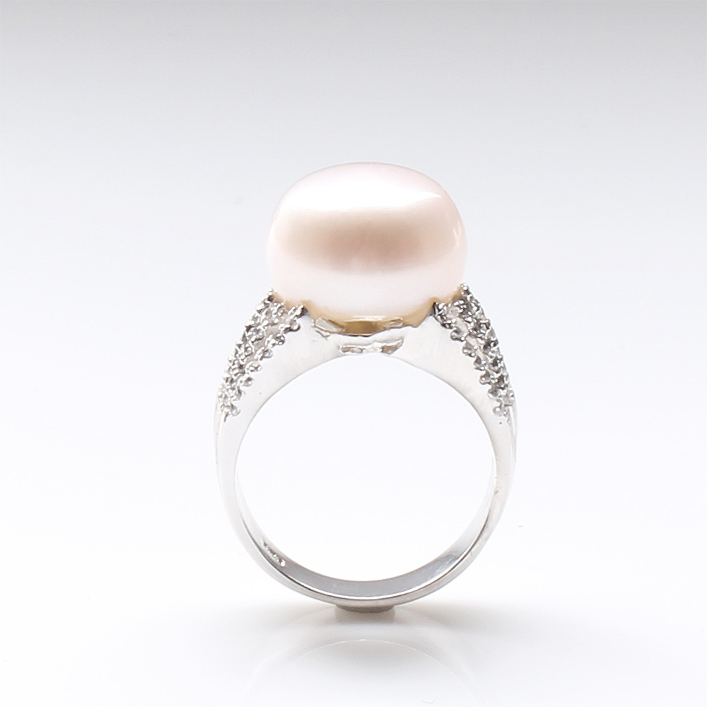 【雅紅珠寶】天然珍珠戒指-925銀飾-眾星拱月-R0276