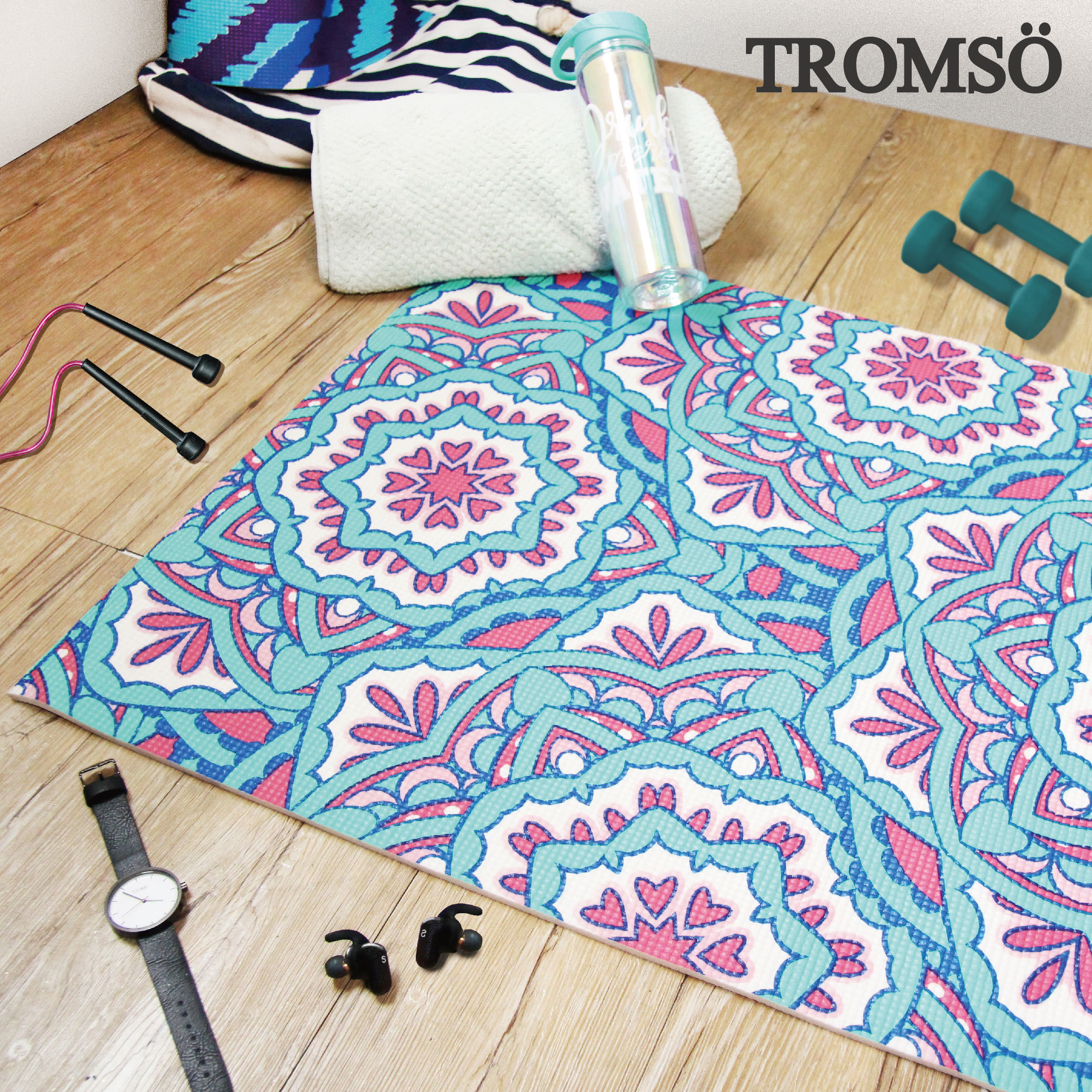 百花圖騰抗菌6mm多功能瑜珈墊