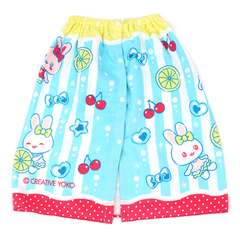 日本Usamomo萌兔桃桃-扣式浴巾-蘇打汽水 60cm  80cm 附肩帶