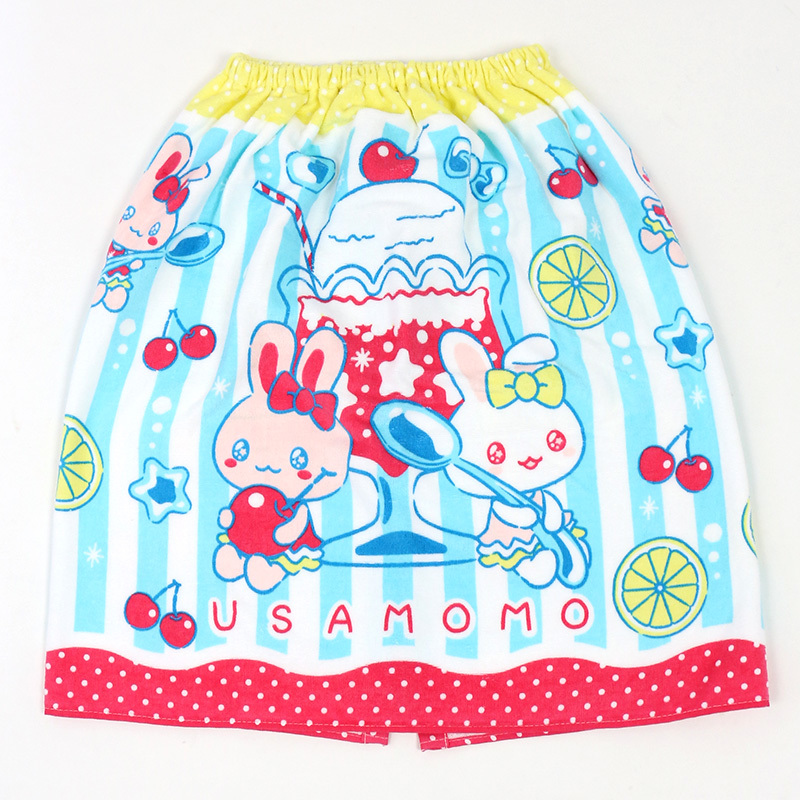 日本Usamomo萌兔桃桃-扣式浴巾-蘇打汽水 60cm  80cm 附肩帶