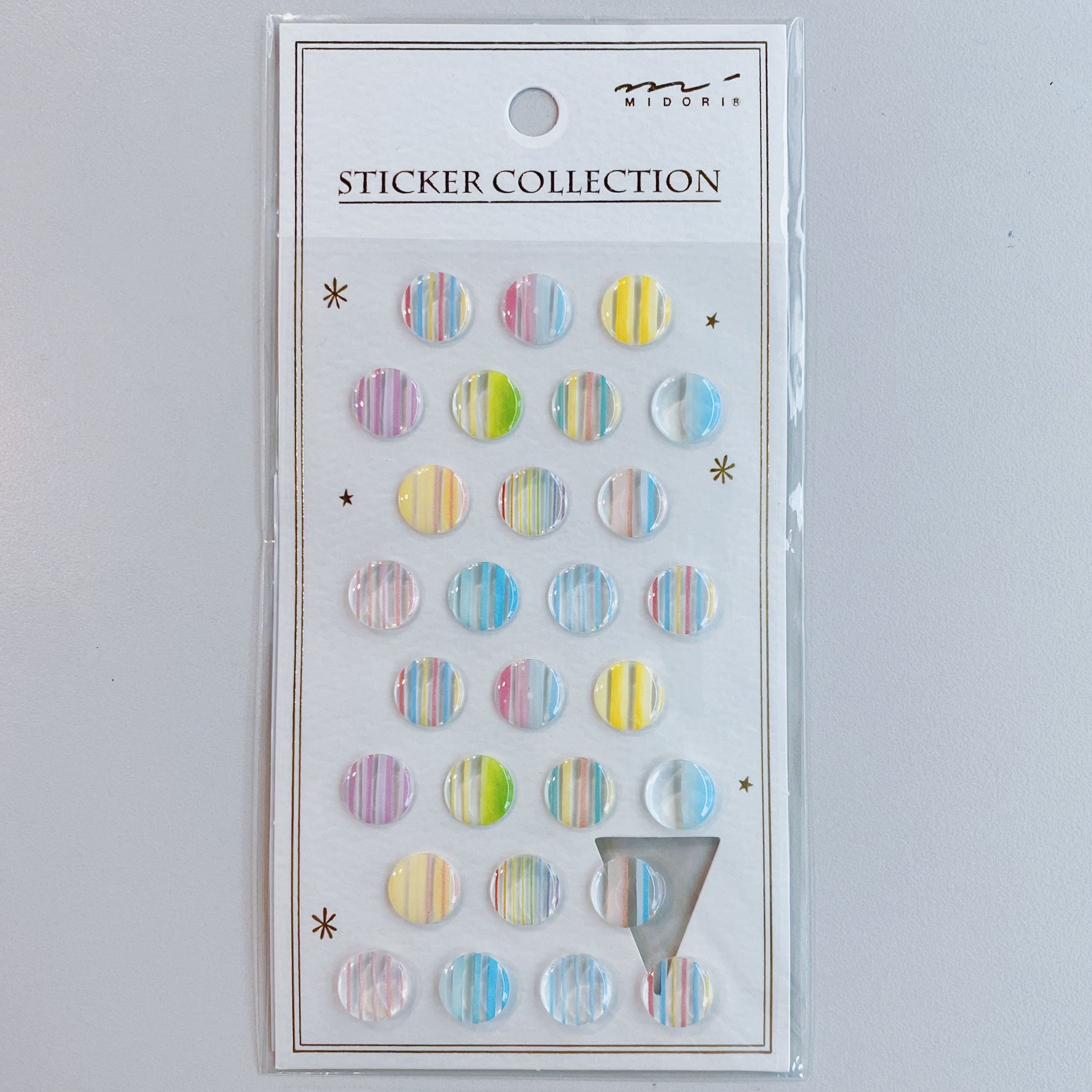 MIDORI 立體透明貼紙 圓形直條紋