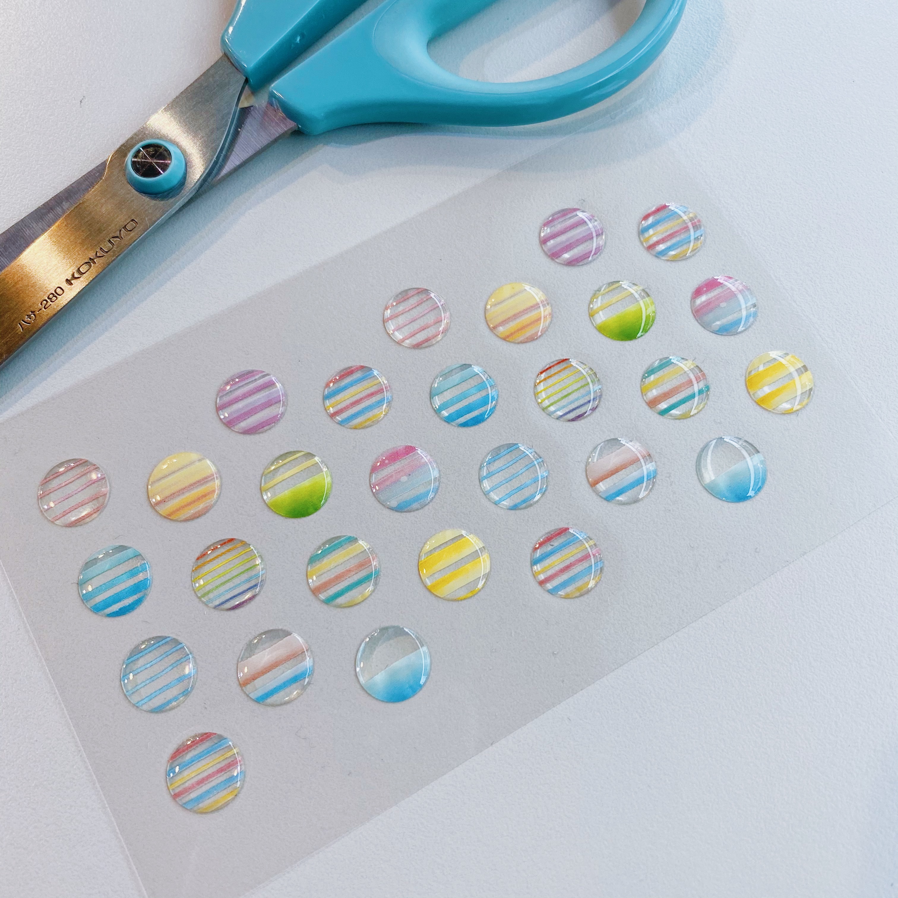 MIDORI 立體透明貼紙 圓形直條紋