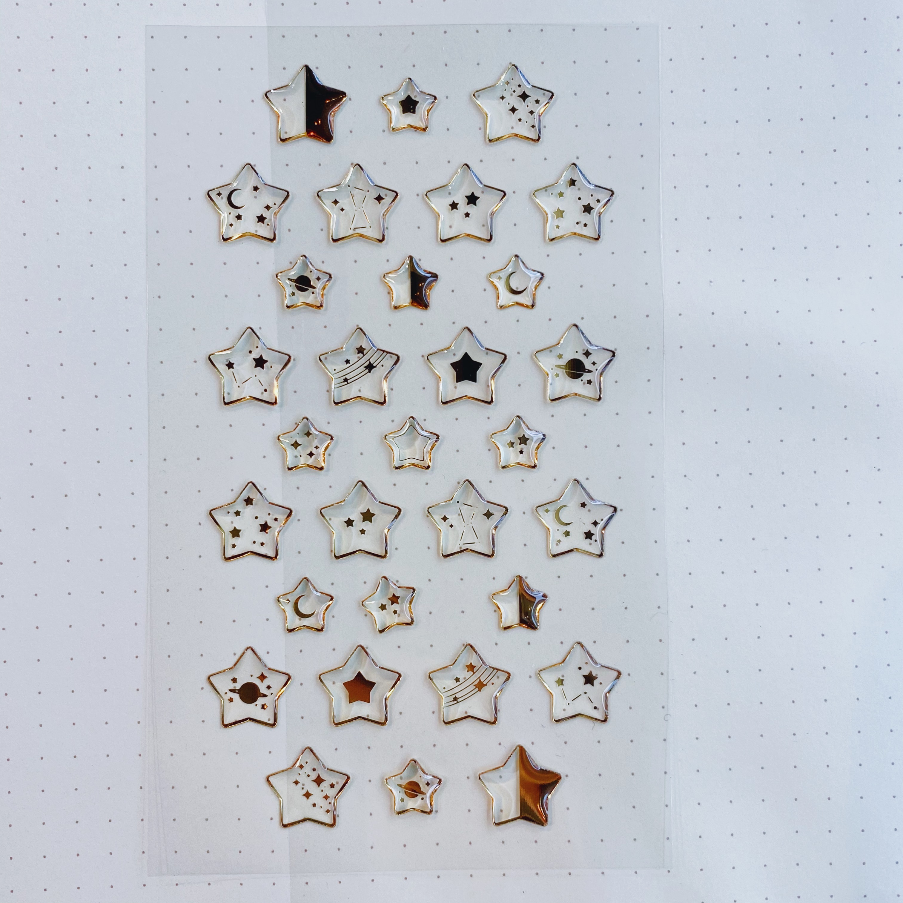 MIDORI 立體透明貼紙 金色星星