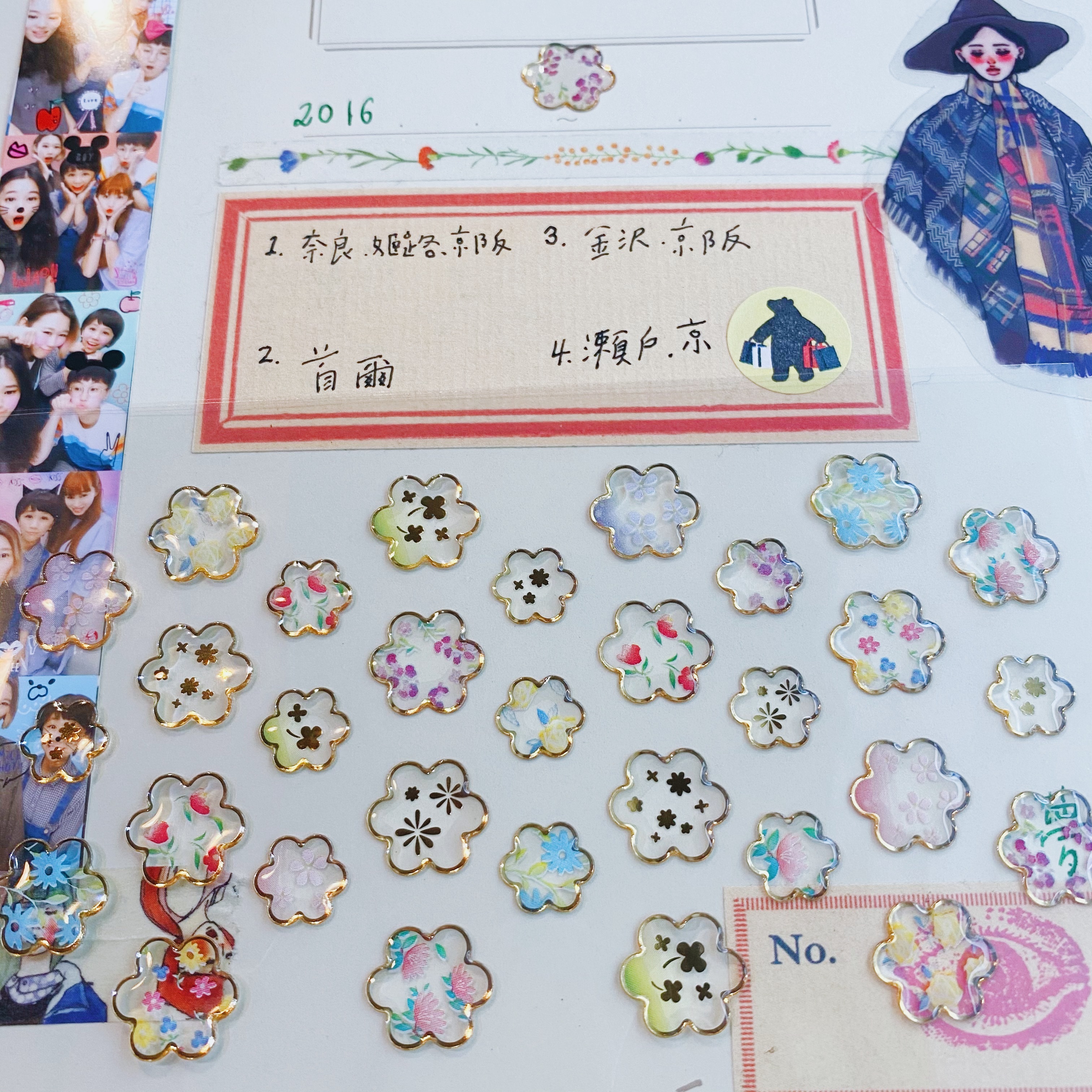 MIDORI 立體透明貼紙 花朵