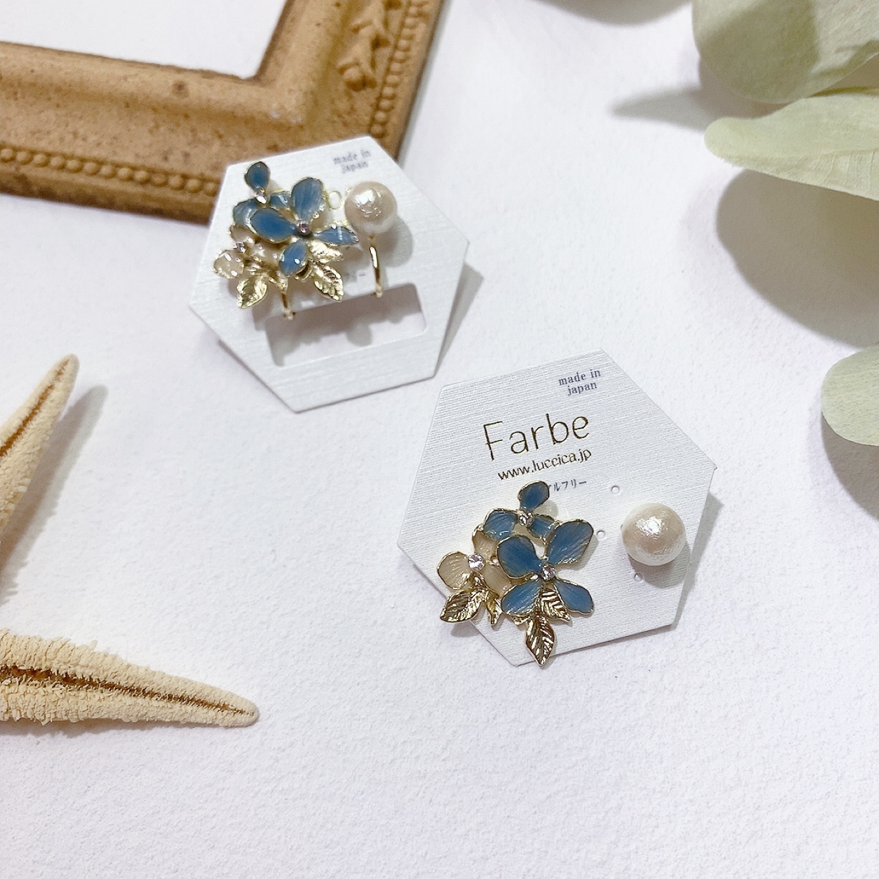 藍色花兒棉珠耳環 (網站限定優惠)