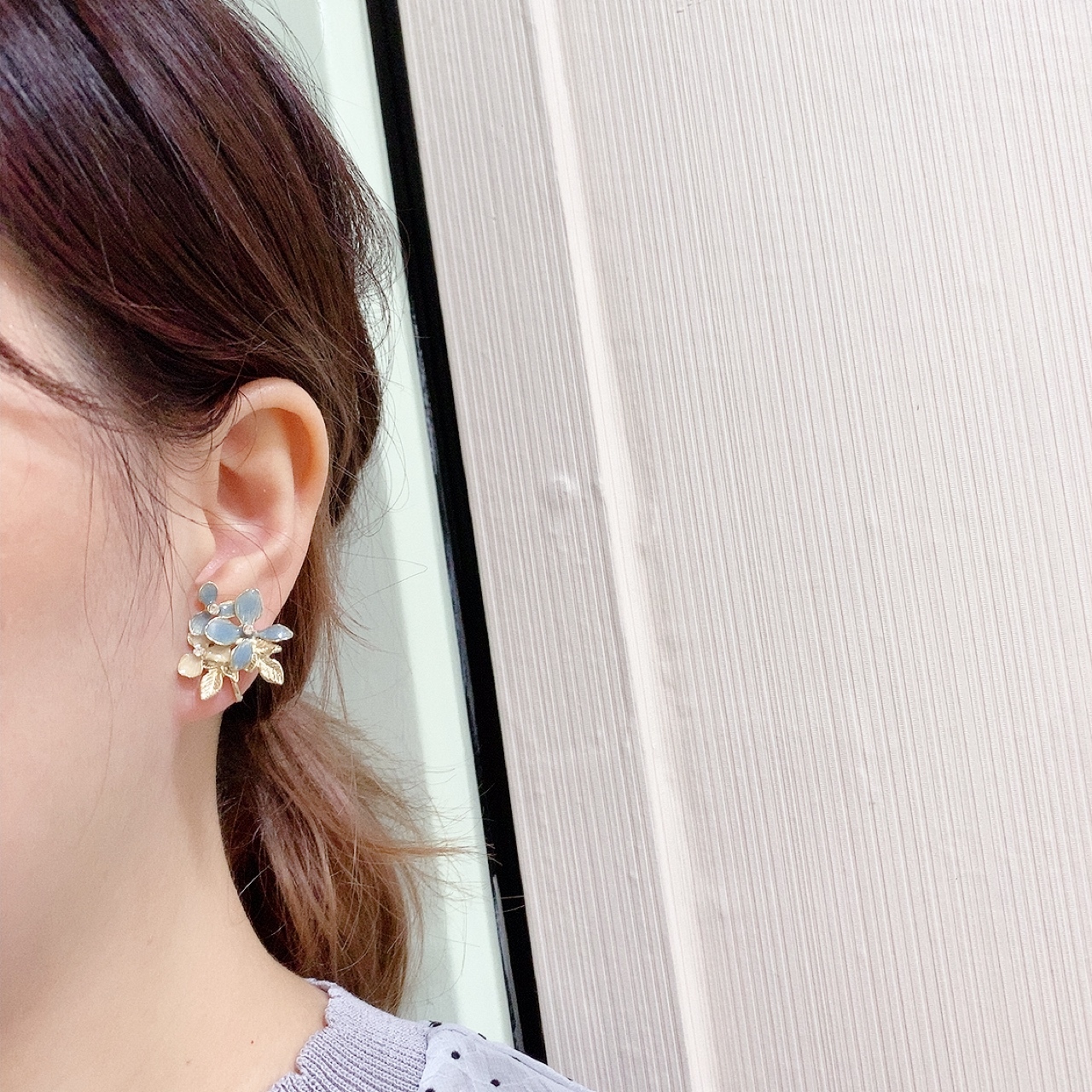 藍色花兒棉珠耳環 (網站限定優惠)
