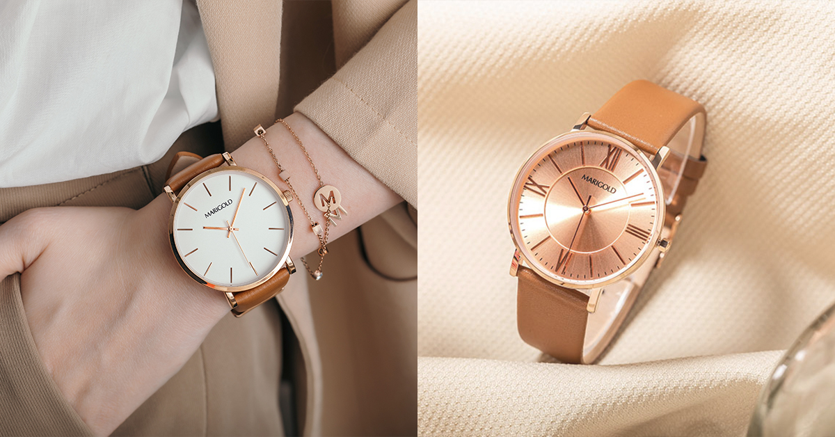 皮革色的真皮錶帶