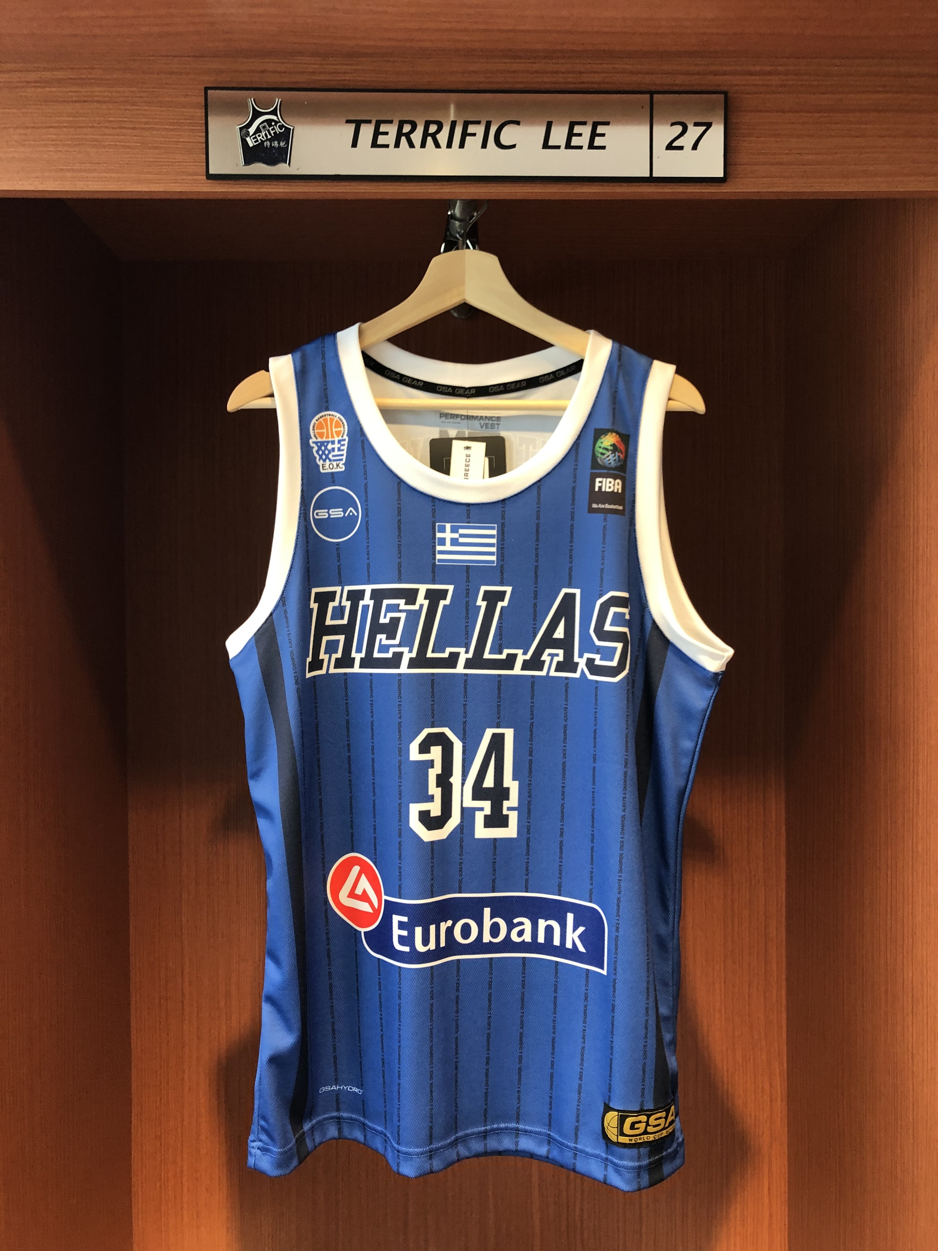 NBA球衣 Giannis Antetokounmpo 希臘隊藍條紋 GSA Sport Replica 球迷版 染印 全新
