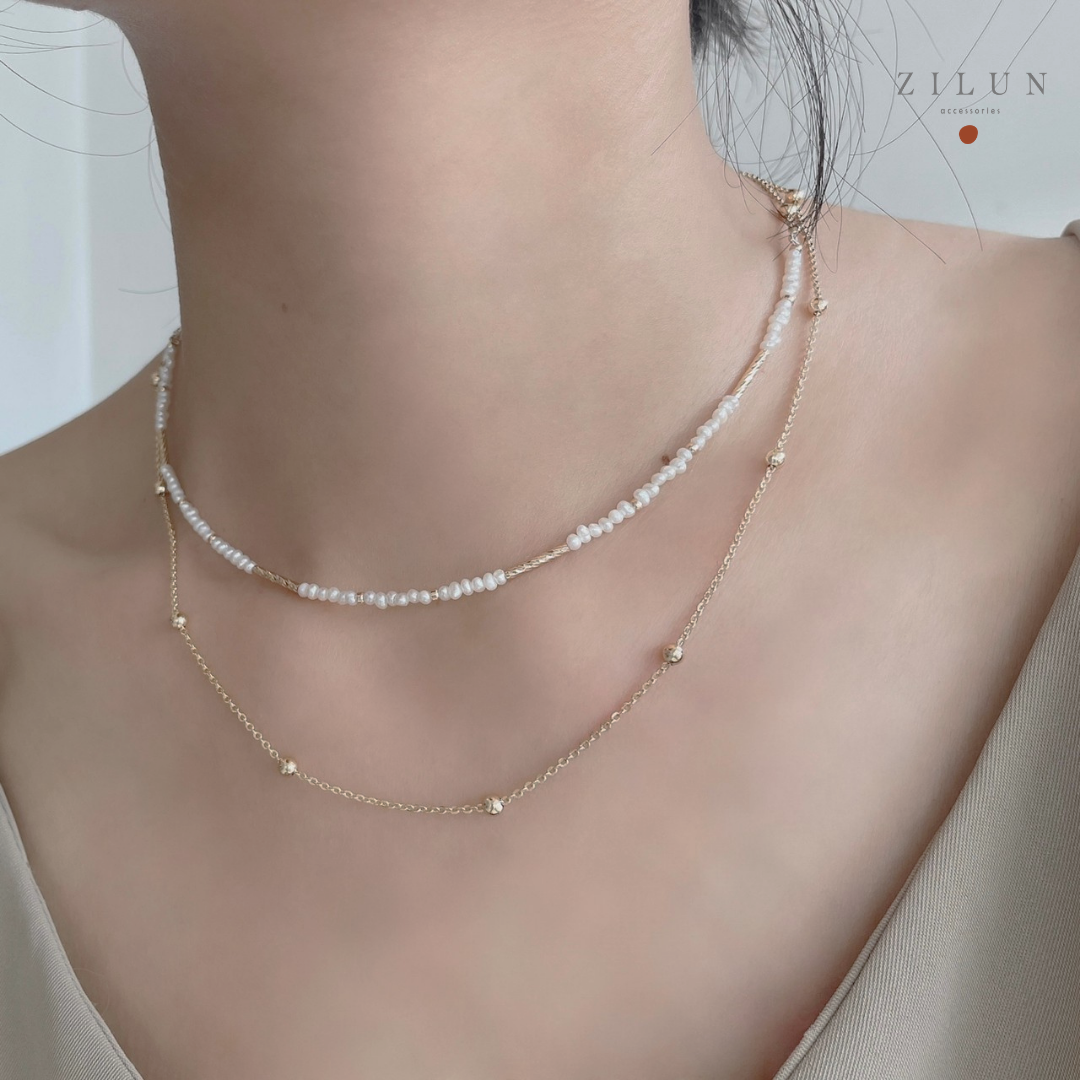 │輕奢│人魚派對 • 巴洛克小珍珠 • 項鍊 • 14K注金 • 14kgf