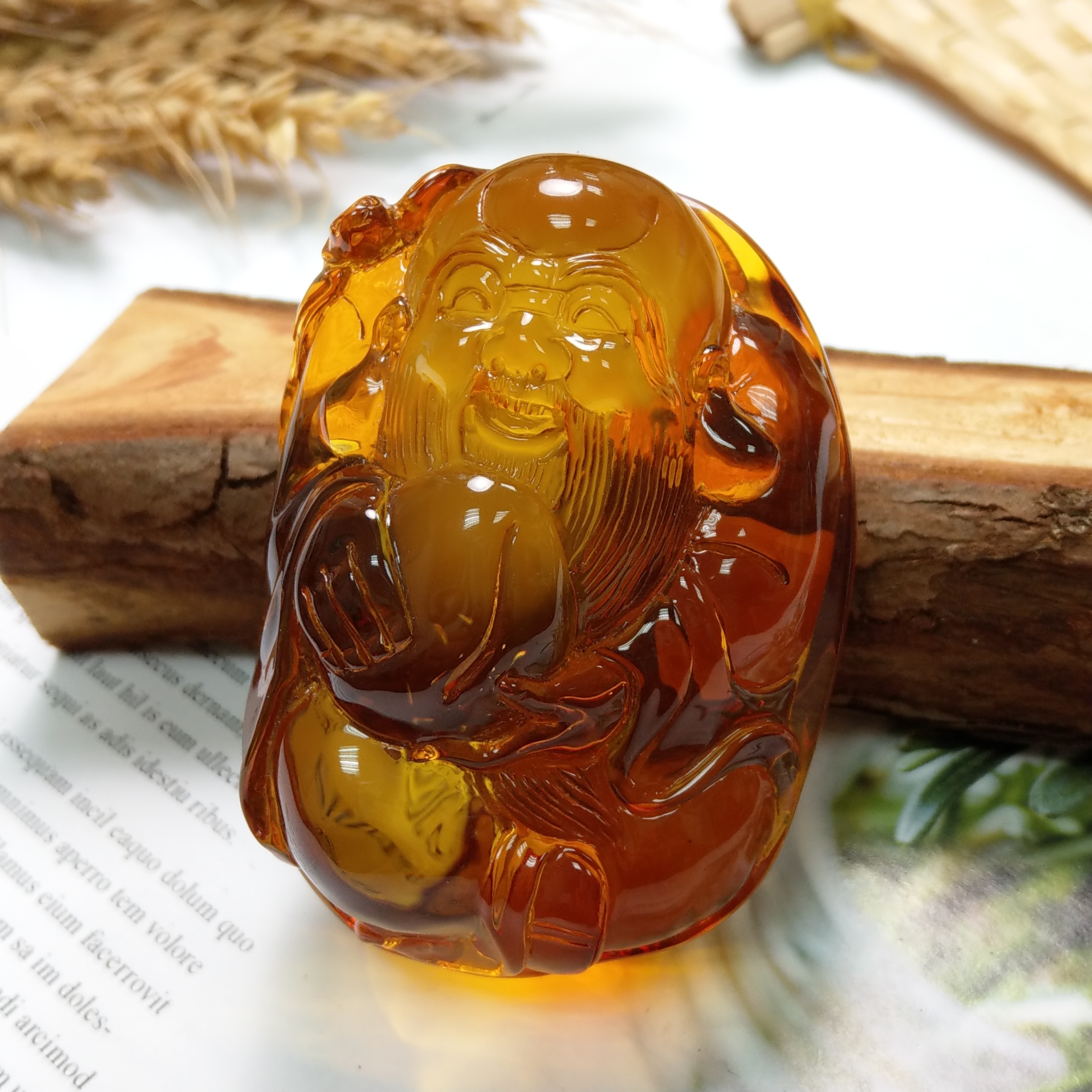 收藏款3A天然波羅的海氧化留皮珍珠蜜蠟壽翁正規掛件