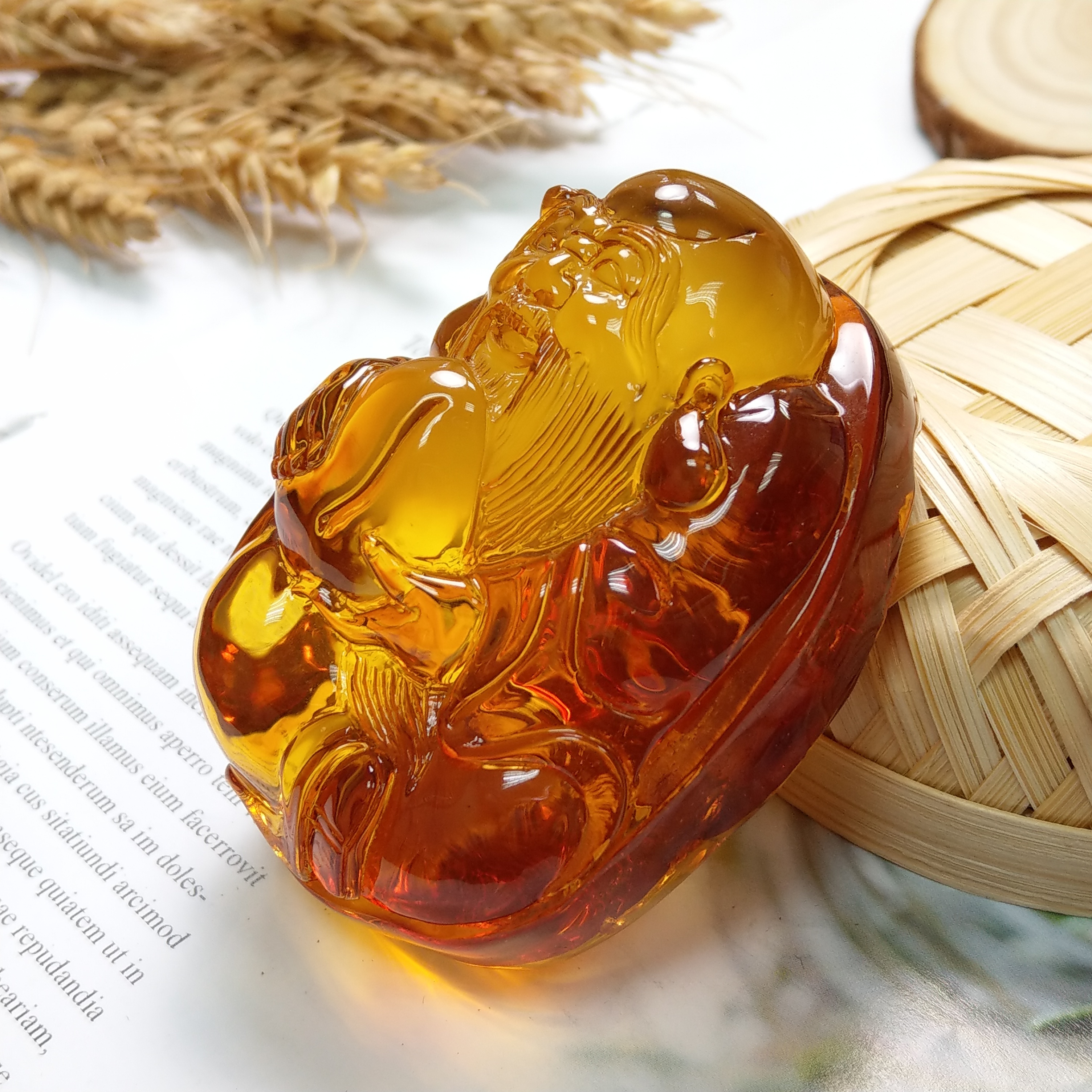 收藏款3A天然波羅的海氧化留皮珍珠蜜蠟壽翁正規掛件