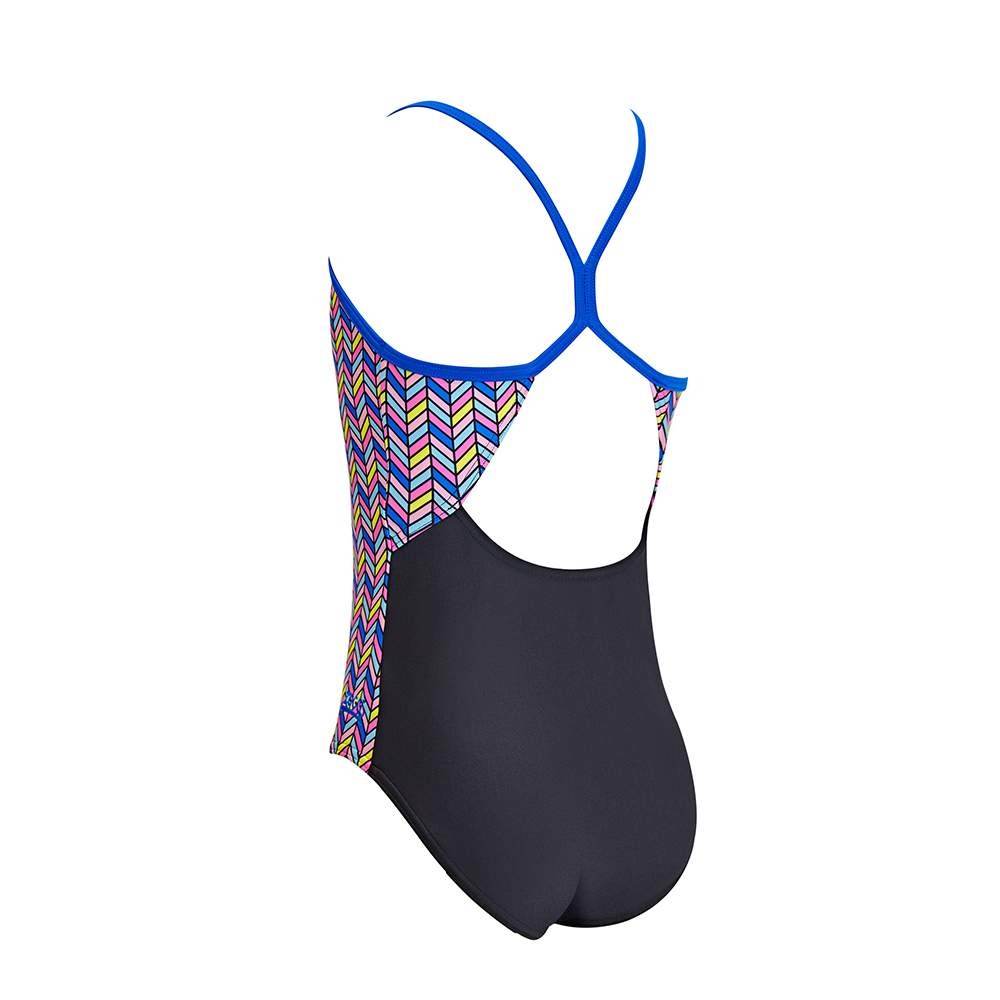 ZOGGS 青少女《菱格鏡》大家閨秀風連身泳衣