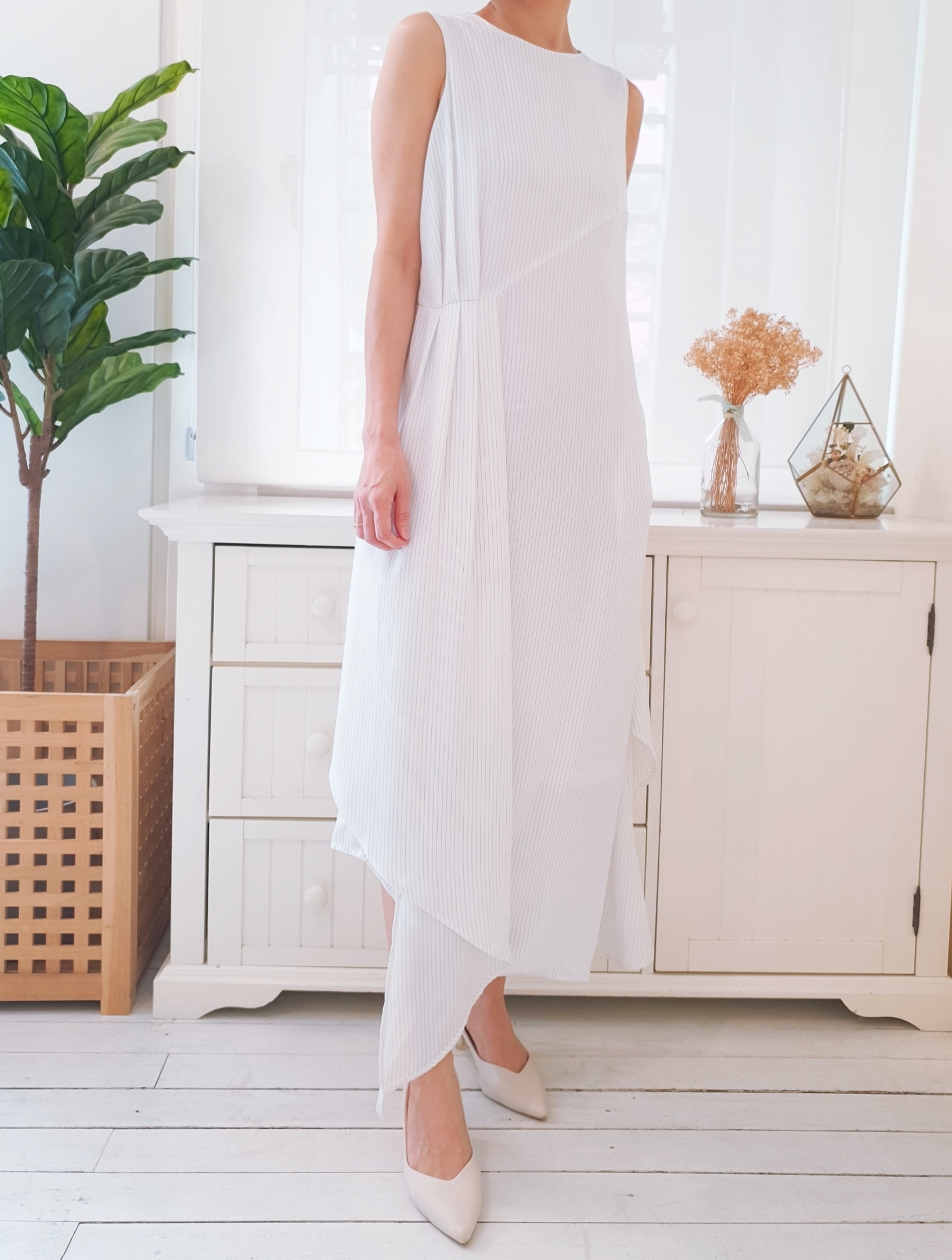 STRIPES ASYMMETRICAL SHIFT DRESS