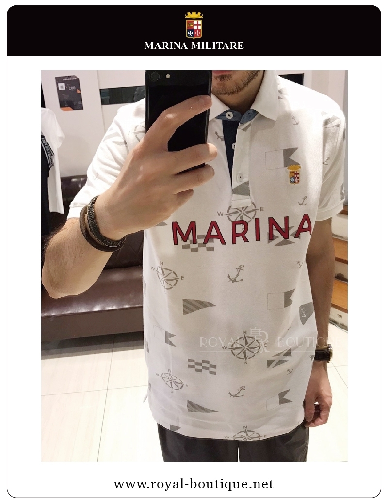 MARINA MILITARE  滿版船錨印花短polo衫