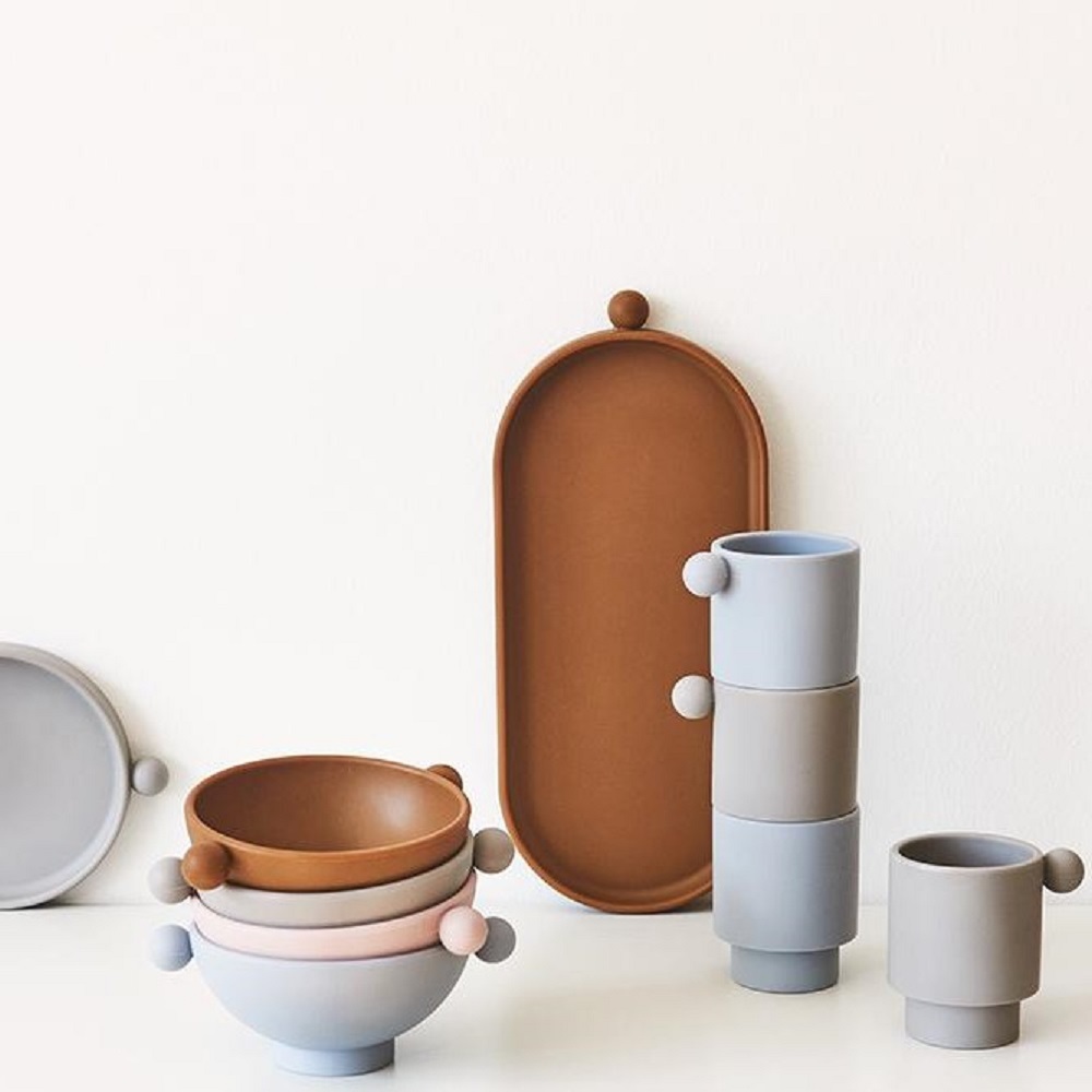 OYOY Inka 印加矽膠兒童餐具 / 圓碗組 / 霧灰藍+沉靜灰