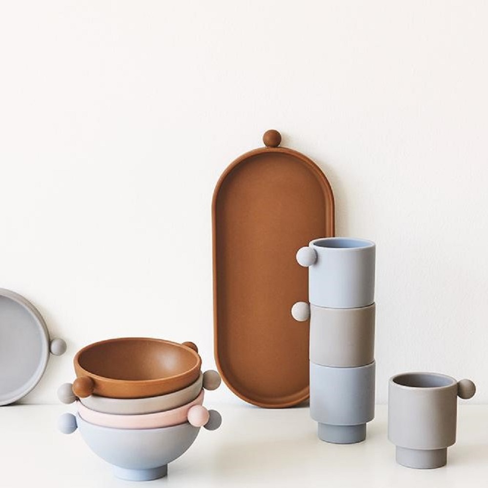 OYOY Inka 印加矽膠兒童餐具 / 圓碗組 / 玫瑰粉+焦糖橘