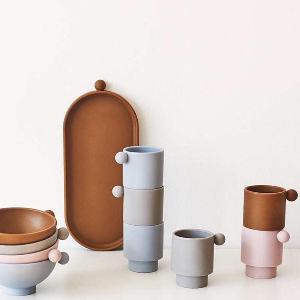 OYOY Inka 印加矽膠兒童餐具 / 杯子組 / 玫瑰粉+焦糖橘