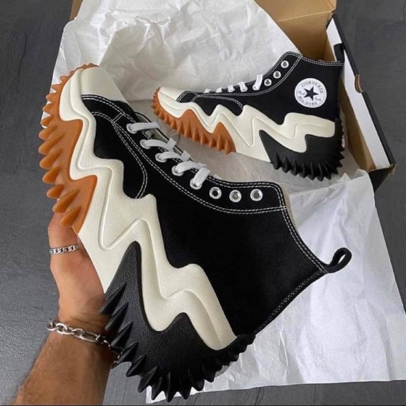 Converse Run Star Motion 新款 波浪鋸齒2.0 厚底鞋 黑白 高筒 JW