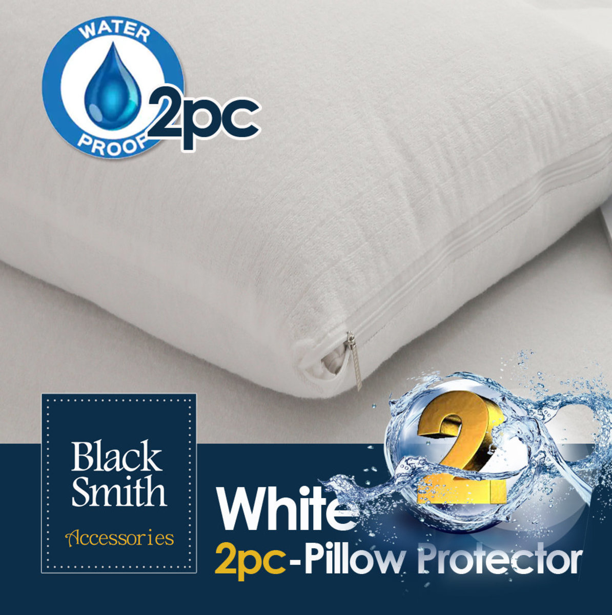 Black Smith -白色- (第2代)高透氣防水枕頭套 (2件裝/4件裝)