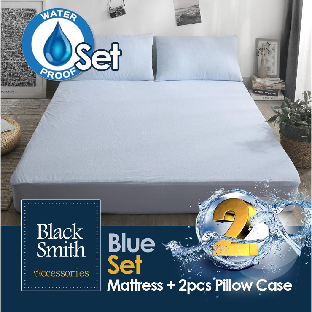 Black Smith - (藍色優惠套裝)(第2代)高透氣防水床笠+(2件裝)枕頭套套裝 (單人/雙人/雙人加大/加大/特大)