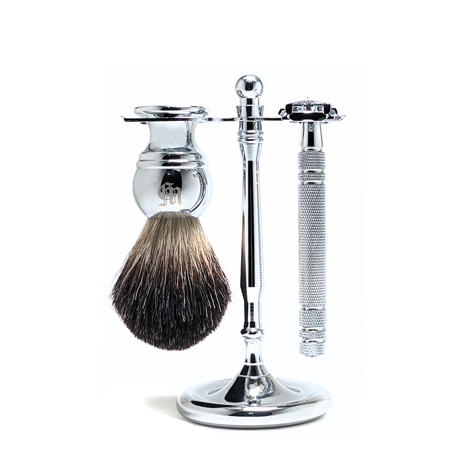 英國 Grand Manner 復古雙面安全手動刮鬍刀組（銀 / 旋開式 / 傳統老式雙刃刮鬍刀片 / 禮盒）