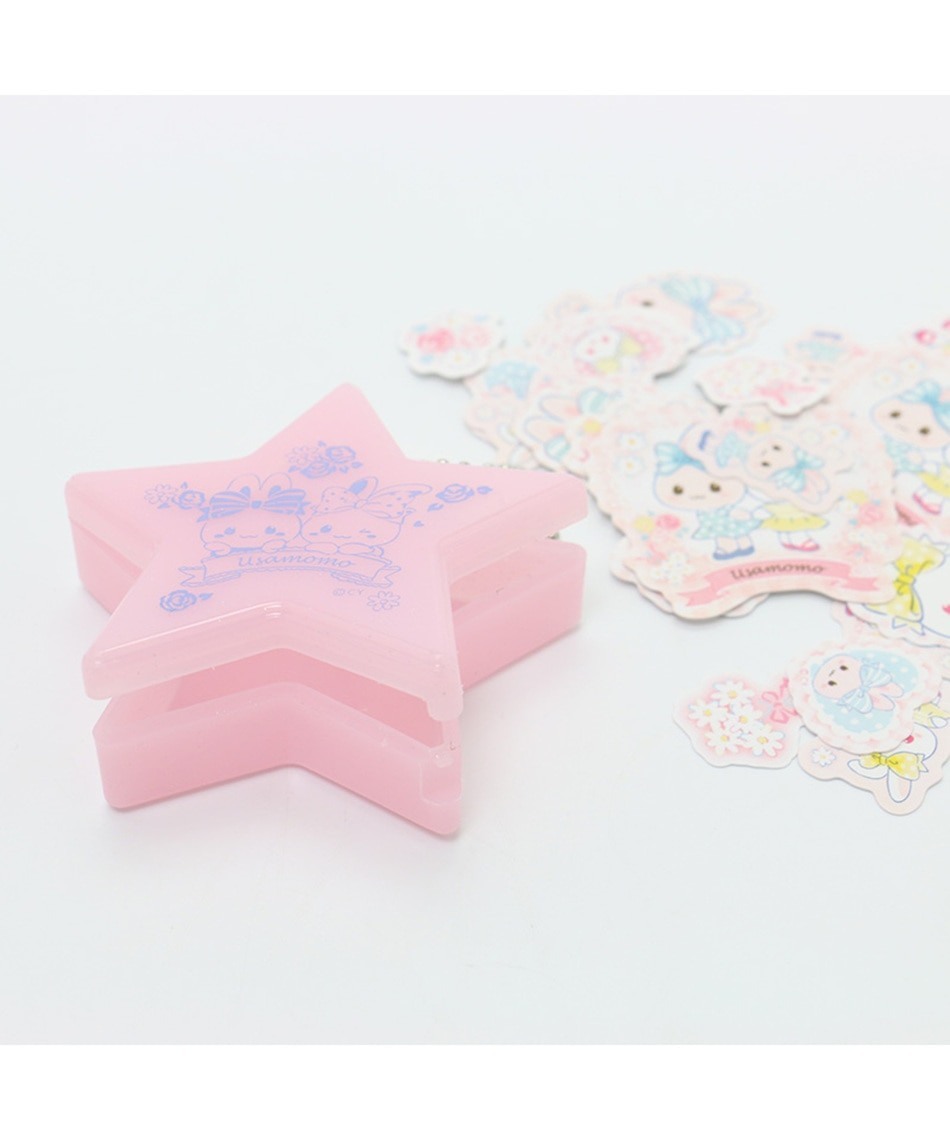 日本Usamomo萌兔桃桃-貼紙-花漾 附收納盒