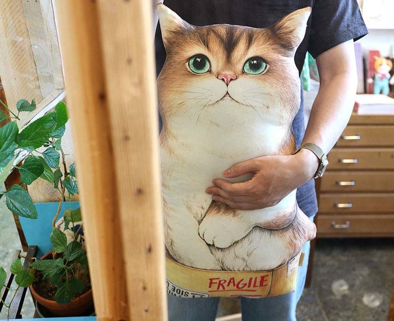 箱子裡的貓咪圖案布超大號(一幅)【版權布】