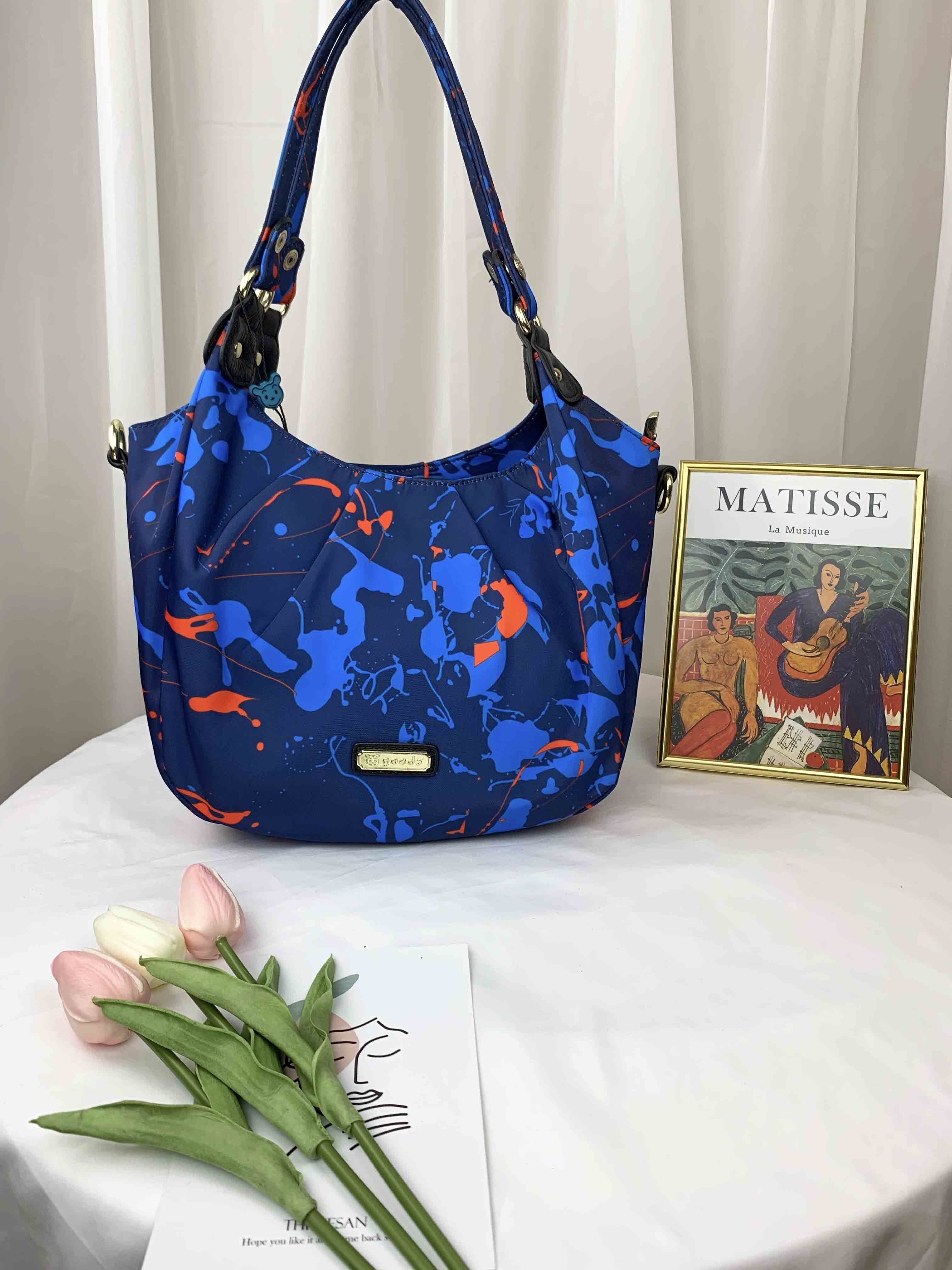 GOODS 復古潑漆藍尼龍肩背包 / 手提包  #2641