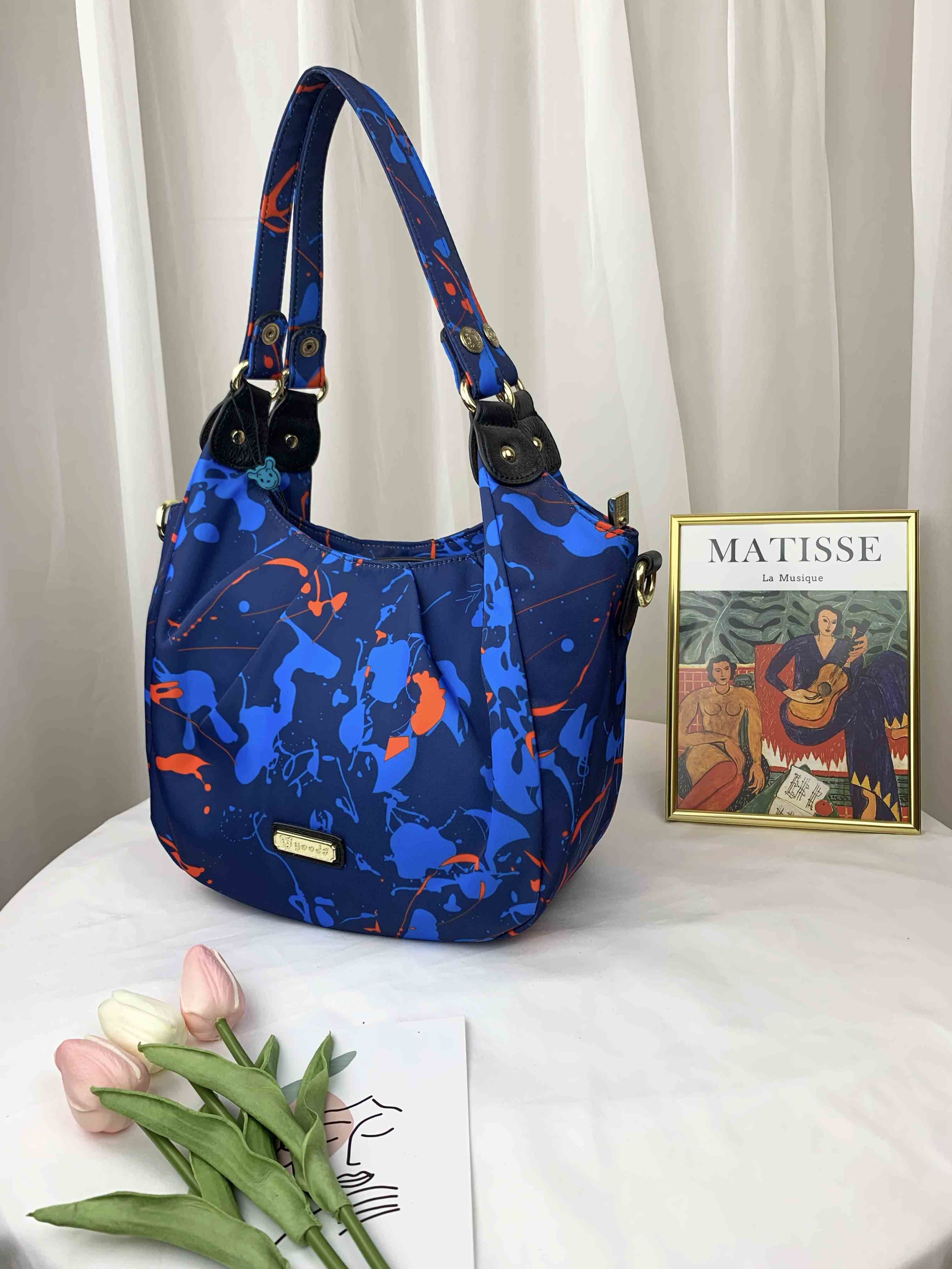 GOODS 復古潑漆藍尼龍肩背包 / 手提包  #2641