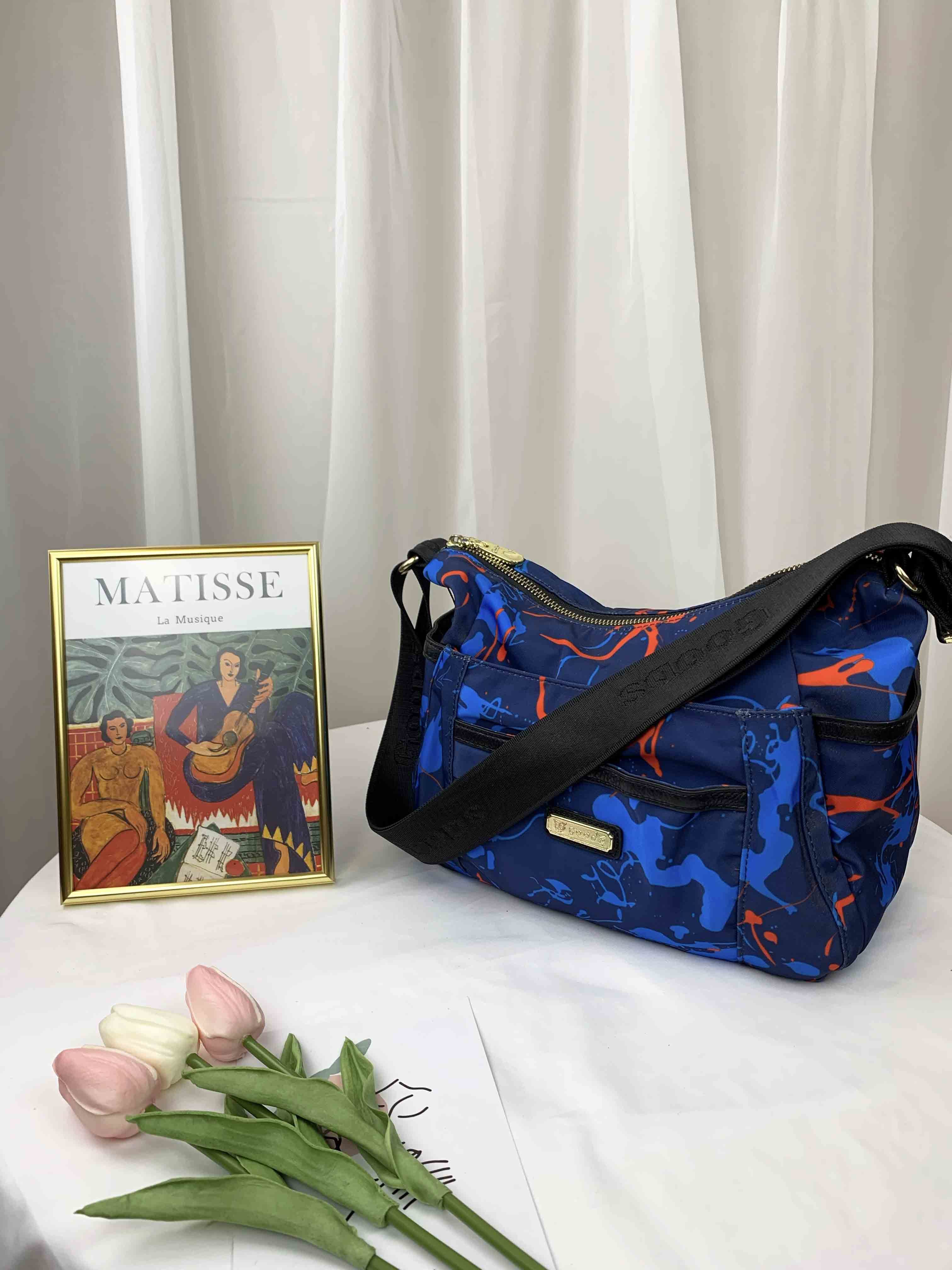 GOODS 復古潑漆藍尼龍側背包  #2639