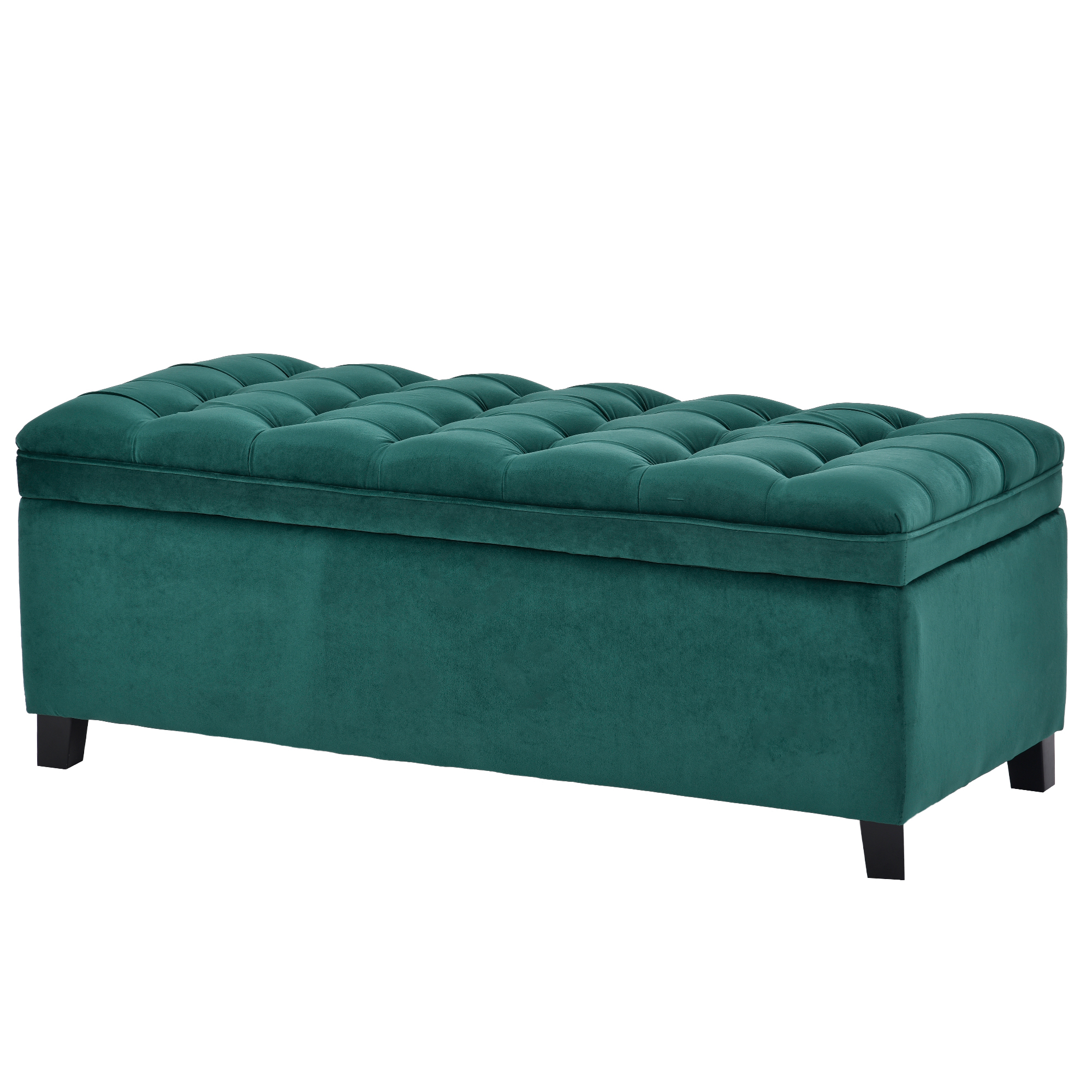 Upholstered Flip Top Storage Bench with Button Tufted
