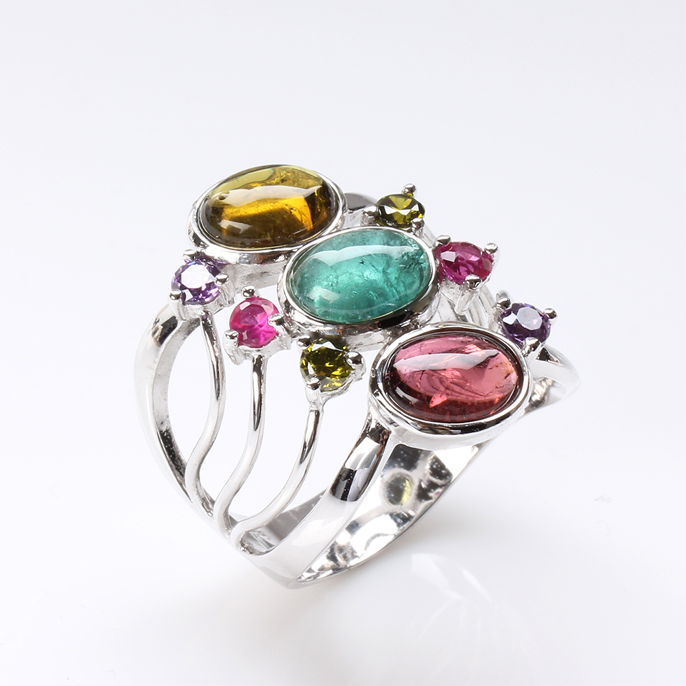 【雅紅珠寶】天然碧璽戒指-925銀飾-魅力四射-R0279