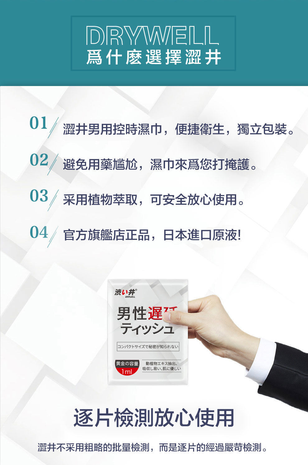 日本Drywell澀井男士外用延時濕巾