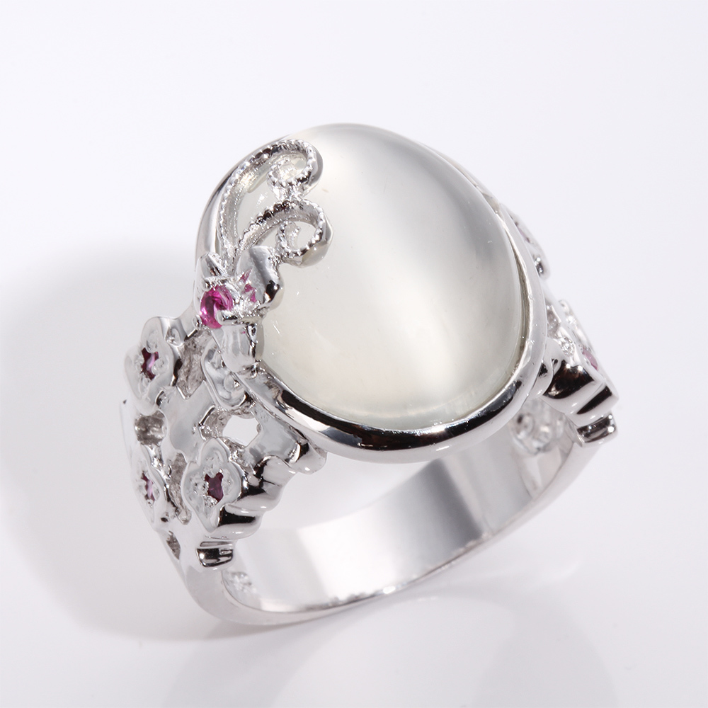 【雅紅珠寶】天然貓眼月光石戒指-925銀飾-藏愛蝶舞-R0283