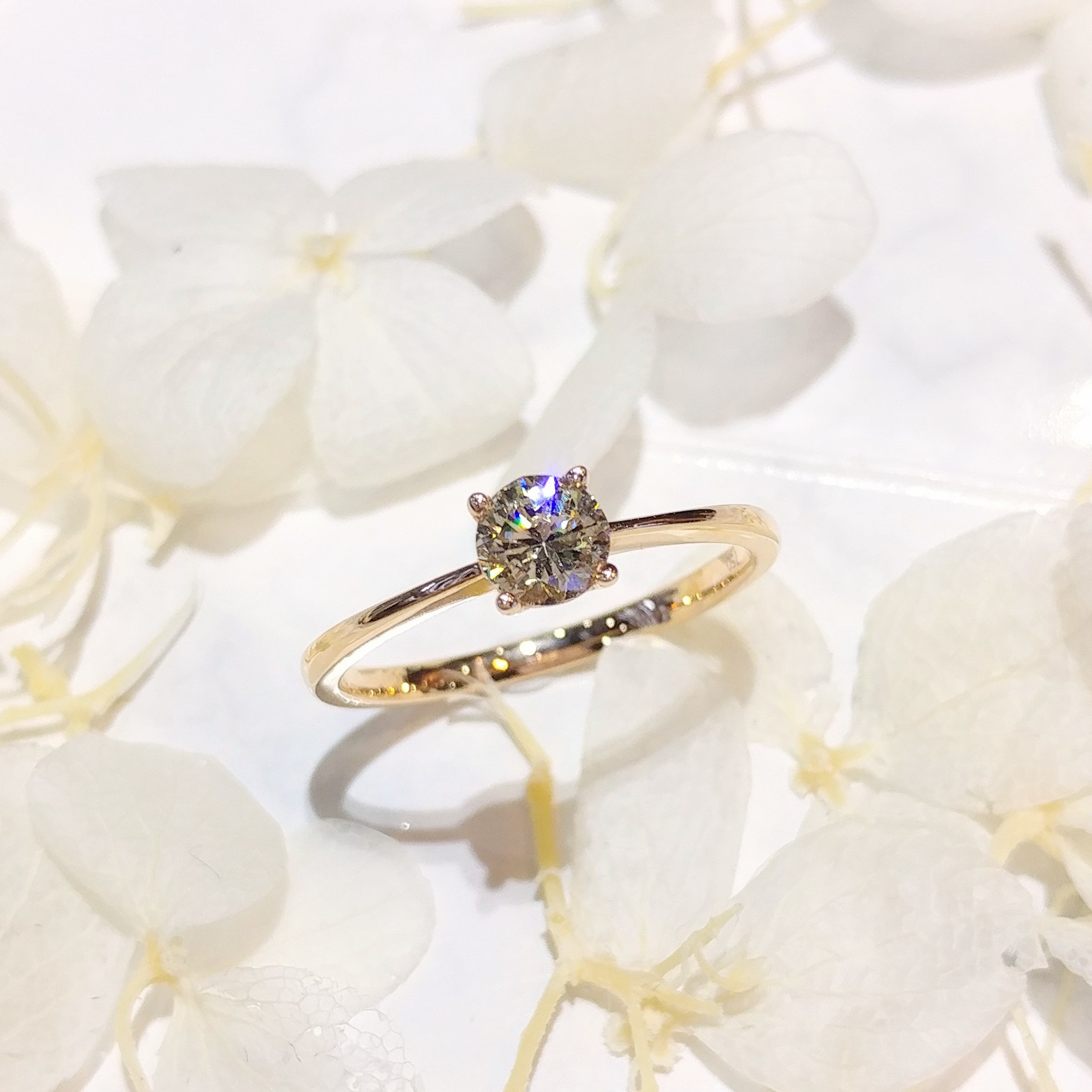 全新18K玫瑰金【單粒40份鑽石】戒指