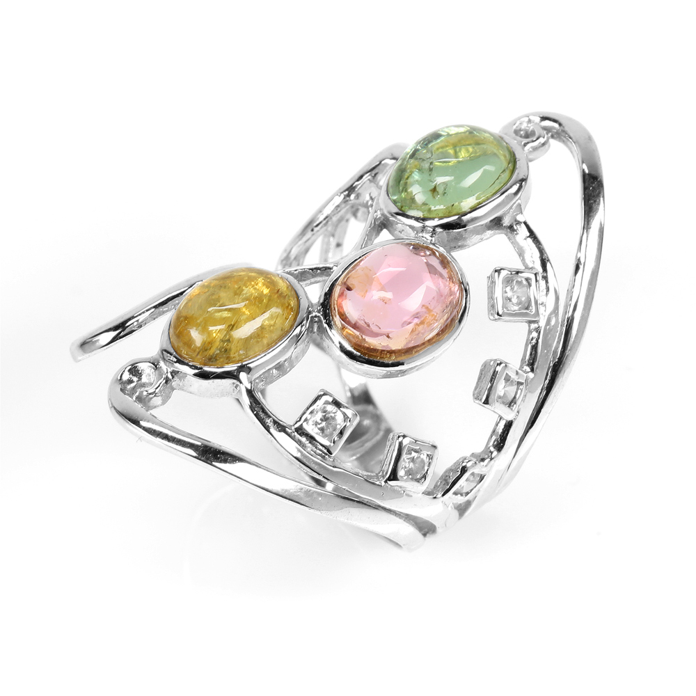 【雅紅珠寶】天然碧璽戒指-925銀飾-大好河山-R0373