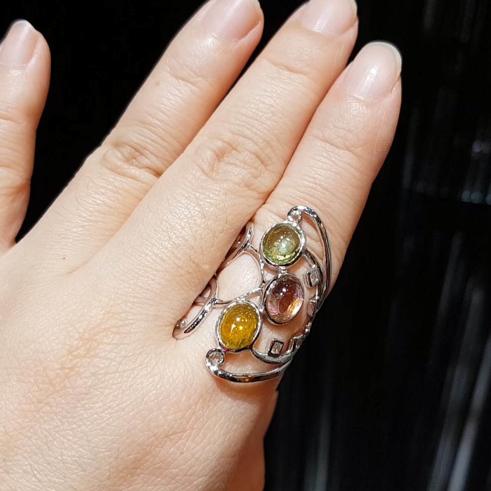 【雅紅珠寶】天然碧璽戒指-925銀飾-大好河山-R0373